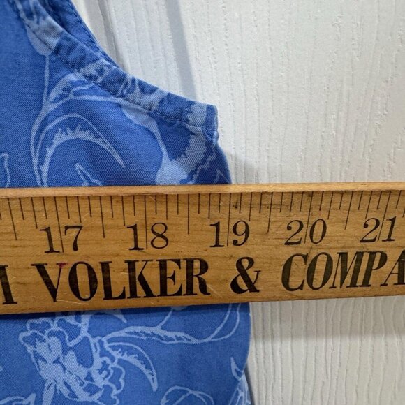 J Jill Women’s Blue Scoop Neck Floral Button Front Sleeveless Split Hem Blouse L - Picture 5 of 9